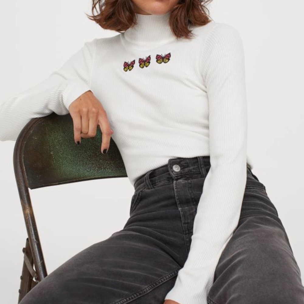butterfly turtle neck shirt